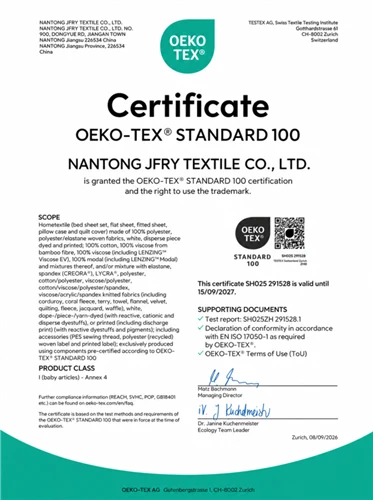 Fabrikamız massaj stoli choyshablari uchun OEKO-TEX STANDARD 100 sertifikatig...